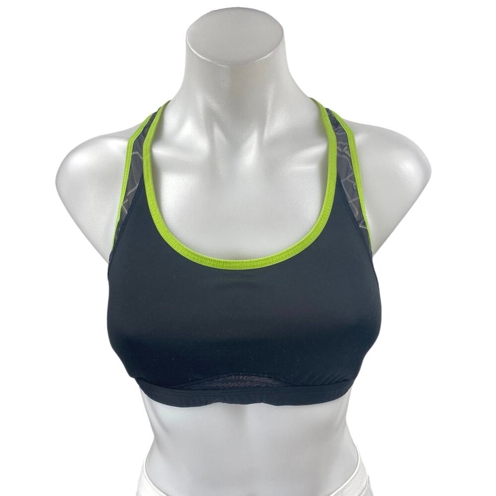 Reebok Run Black Sleeveless Racerback Activewear Gym Sports Bra Crop Tank Top S